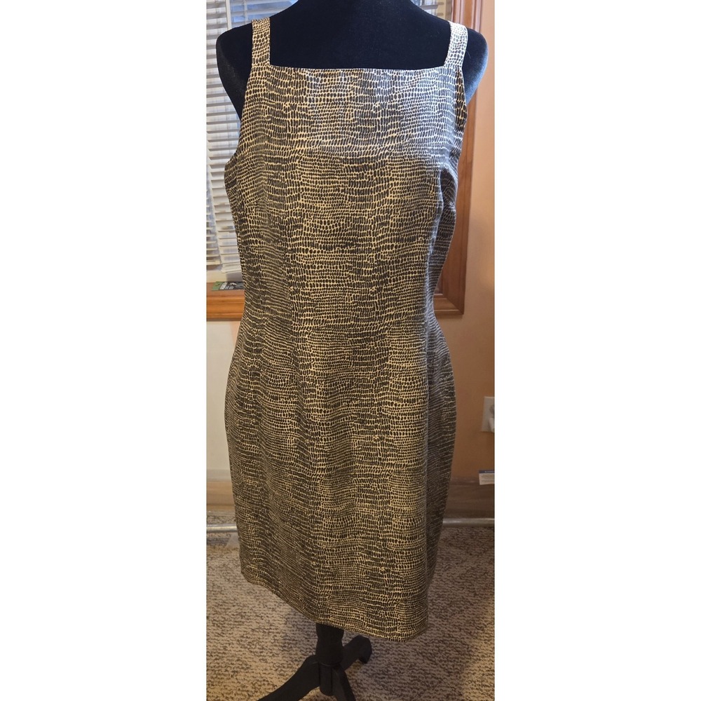 ROBBIE BEE 100% Dress Gray Black Animal Print Sheath 8